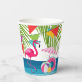 Feestelijke Summer Beach Pink Flamingo Baby shower Papieren Bekers (Voorkant)