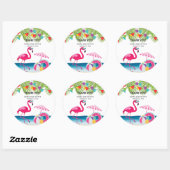 Feestelijke Summer Beach Pink Flamingo Baby shower Ronde Sticker (Vel)