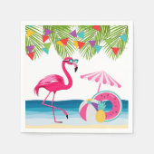 Feestelijke Summer Beach Pink Flamingo Baby shower Servet (Voorkant)