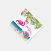 Feestelijke Summer Beach Pink Flamingo Baby shower Servet (Hoek)