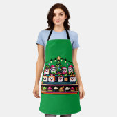 Feestelijke Sushi Kerstboom - Schattigee Pixel Art Schort (Gedragen)