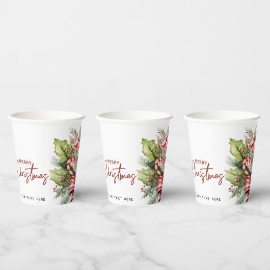 Feestelijke Sweet Candy Canes Merry Christmas Cust Papieren Bekers (Multi)