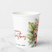 Feestelijke Sweet Candy Canes Merry Christmas Cust Papieren Bekers (Voorkant)