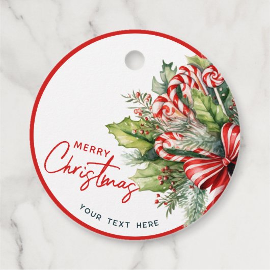 Feestelijke Sweet Candy Canes Vrolijk Kerstfeest Bedankjes Labels (Achterkant)