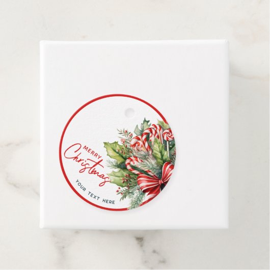 Feestelijke Sweet Candy Canes Vrolijk Kerstfeest Bedankjes Labels (In situ)