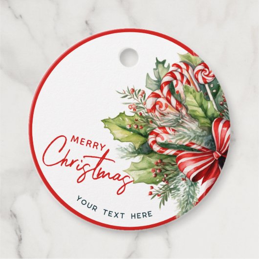 Feestelijke Sweet Candy Canes Vrolijk Kerstfeest Bedankjes Labels (Voorkant)