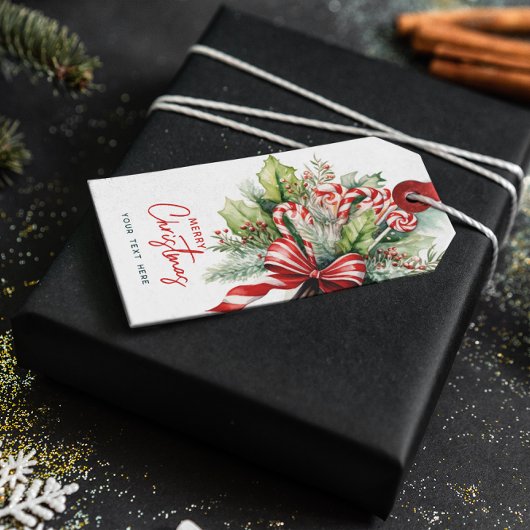 Feestelijke Sweet Candy Canes Vrolijk Kerstfeest Cadeaulabel