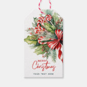 Feestelijke Sweet Candy Canes Vrolijk Kerstfeest Cadeaulabel (Voorkant)