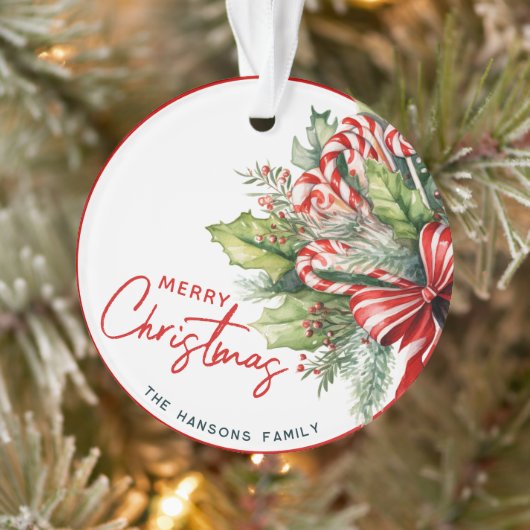 Feestelijke Sweet Candy Canes Vrolijk Kerstfeest Ornament (Boom)