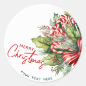 Feestelijke Sweet Candy Canes Vrolijk Kerstfeest Ronde Sticker (Voorkant)