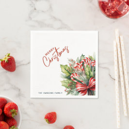 Feestelijke Sweet Candy Canes Vrolijk Kerstfeest Servet