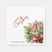 Feestelijke Sweet Candy Canes Vrolijk Kerstfeest Servet (Voorkant)