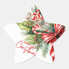 Feestelijke Sweet Candy Canes Vrolijk Kerstfeest Ster Sticker