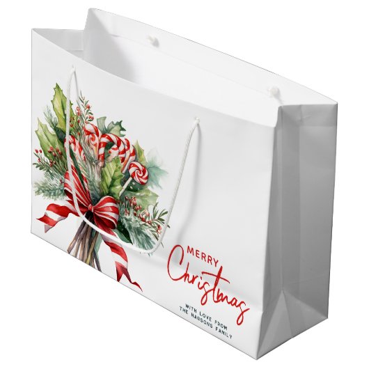 Feestelijke Sweet Cany Canes Merry Christmas Custo Groot Cadeauzakje (Voorkant Gekanteld)