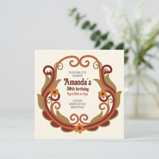 Feestelijke swirly bloemenverjaardag CC1277 Kaart (Staand voorkant)