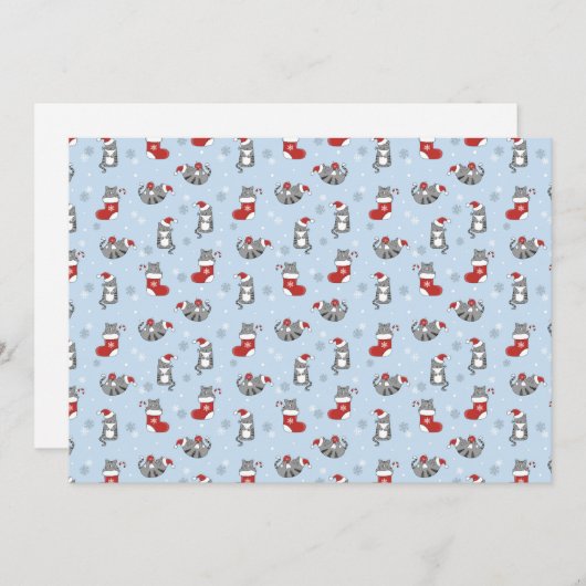 Feestelijke Tabby Kat Kerst Patroon Feestdagenkaart (Voorkant / Achterkant)