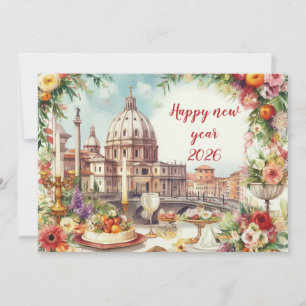 Feestelijke Tafel in Italië Nieuwjaar Feestdagenkaart