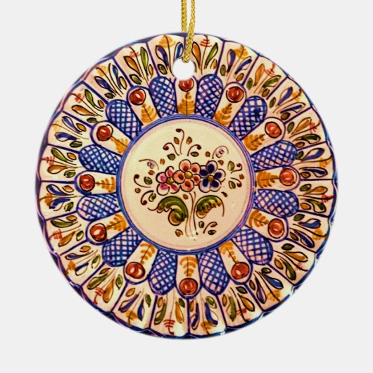 Feestelijke Talavera Cinco Keramisch Ornament (Voorkant)