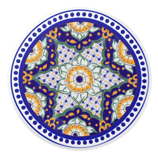 Feestelijke Talavera Ocho Keramische Knop (Voorkant)