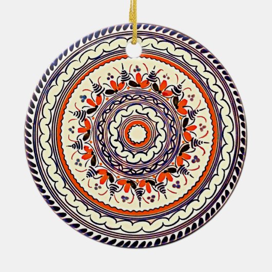 Feestelijke Talavera Uno Keramisch Ornament (Achterkant)