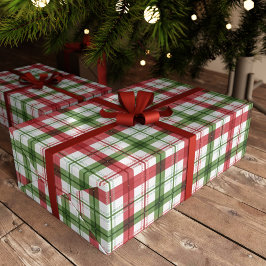 Feestelijke Tartan Plaid Gesloten Kerst Cadeaupapier