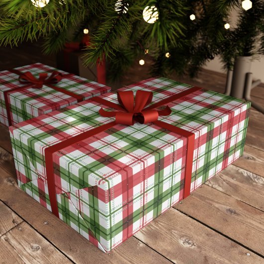 Feestelijke Tartan Plaid Gesloten Kerst Cadeaupapier