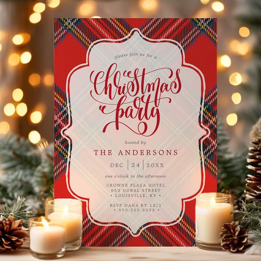Feestelijke Tartan Plaid Rode Kerstfeest Kaart