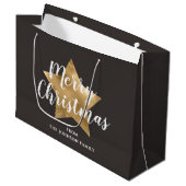 Feestelijke Taupe Bruin Ster Kerstmis Groot Cadeauzakje (Voorkant Gekanteld)