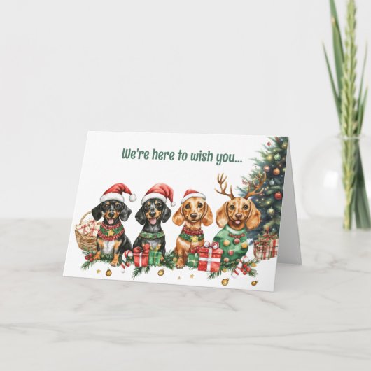 Feestelijke Teckel Honden Kerst Kaart (Voorkant)