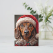 Feestelijke teckel in Santa Attire Briefkaart (Staand voorkant)
