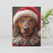 Feestelijke teckel in Santa Attire Kaart (Staand voorkant)
