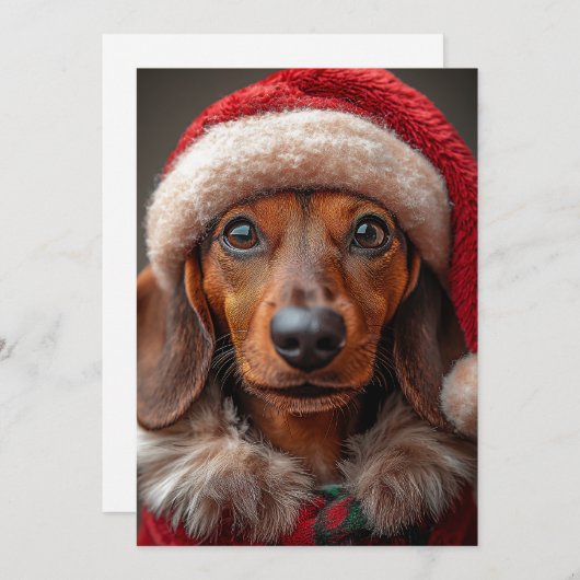Feestelijke teckel in Santa Attire Kaart (Voorkant / Achterkant)