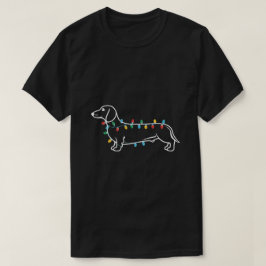 Feestelijke teckel met kerstverlichting t-shirt