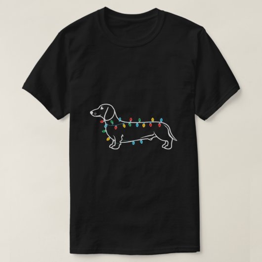 Feestelijke teckel met kerstverlichting t-shirt (Design voorkant)