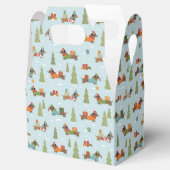 Feestelijke teckels in het sneeuwpatroon bedankdoosjes (Geopend)