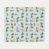 Feestelijke teckels in het sneeuwpatroon fleece deken (Voorkant (Horizontaal))