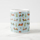 Feestelijke teckels in het sneeuwpatroon grote koffiekop (Voorkant)