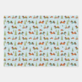 Feestelijke teckels in het sneeuwpatroon inpakpapier vel (Voorkant)