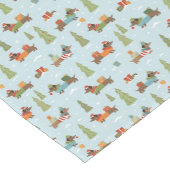 Feestelijke teckels in het sneeuwpatroon korte tafelloper (Hoek)