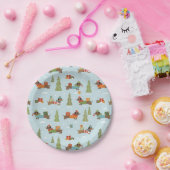 Feestelijke teckels in het sneeuwpatroon papieren bordje (Feest)