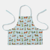 Feestelijke teckels in het sneeuwpatroon schort (Voorkant)