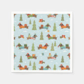 Feestelijke teckels in het sneeuwpatroon servet (Voorkant)