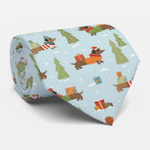 Feestelijke teckels in het sneeuwpatroon stropdas (Opgerold)