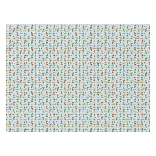 Feestelijke teckels in het sneeuwpatroon tafelkleed (Voorkant (Horizontaal))