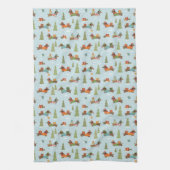 Feestelijke teckels in het sneeuwpatroon theedoek (Verticaal)