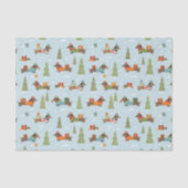 Feestelijke teckels in het sneeuwpatroon tissuepapier (Voorkant)