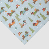 Feestelijke teckels in het sneeuwpatroon tissuepapier (Detail)