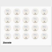 Feestelijke teddybeer Beige Baby shower Dank u Ronde Sticker (Vel)