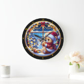 Feestelijke teddybeer en winterlandschap grote klok (Huis)