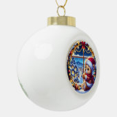 Feestelijke teddybeer en winterlandschap keramische bal ornament (Links)